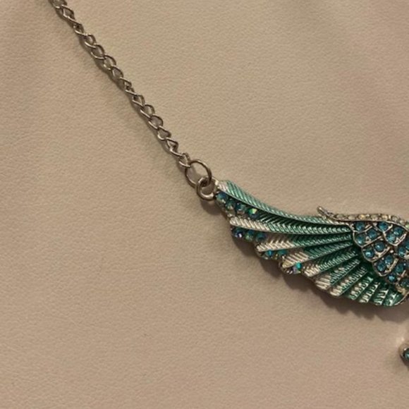 3/$15~Blue Crystal Angel Wing Necklace - Picture 4 of 4